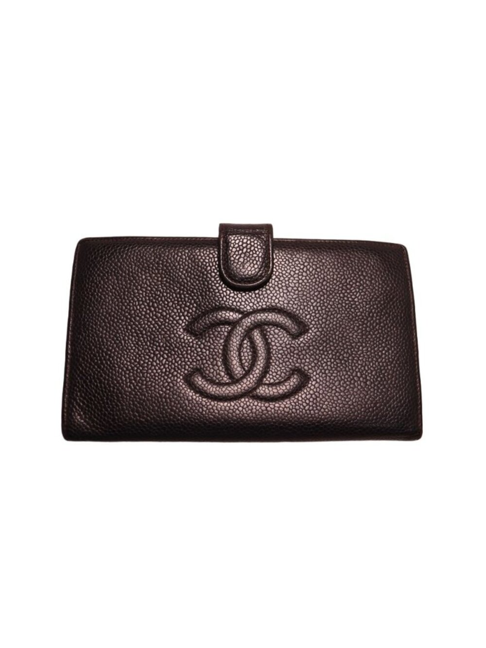 Chanel CC Logo Caviar Leather Kiss Lock Wallet